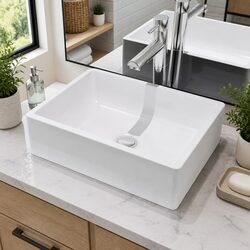 Functional White Ceramic Sink Basin 41x30x12 cm