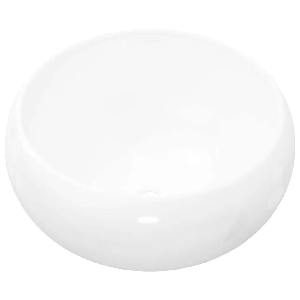 Round Ceramic Basin White Bathroom Wash Bowl Sink Vessel 40cm Diameter