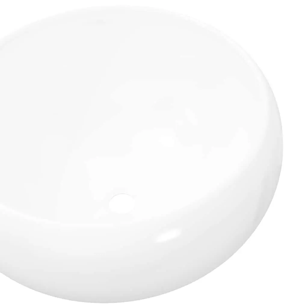 Round Ceramic Basin White Bathroom Wash Bowl Sink Vessel 40cm Diameter