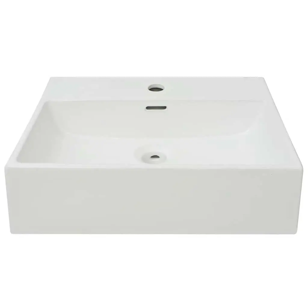 White Ceramic Bathroom Basin Sink with Faucet Hole Wall Mount 51.5x38.5x15cm