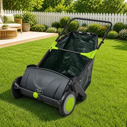 Lawn Sweeper 103L Lightweight Push Grass Leaf Collector Garden Maintenance Tool