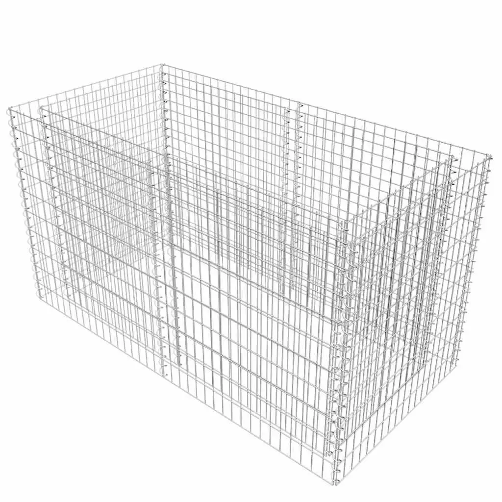 Gabion Raised Bed Garden Border Planter 180x90x100cm Silver Steel Mesh