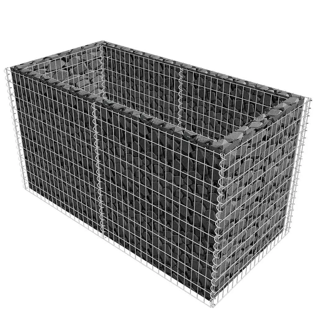 Gabion Raised Bed Garden Border Planter 180x90x100cm Silver Steel Mesh