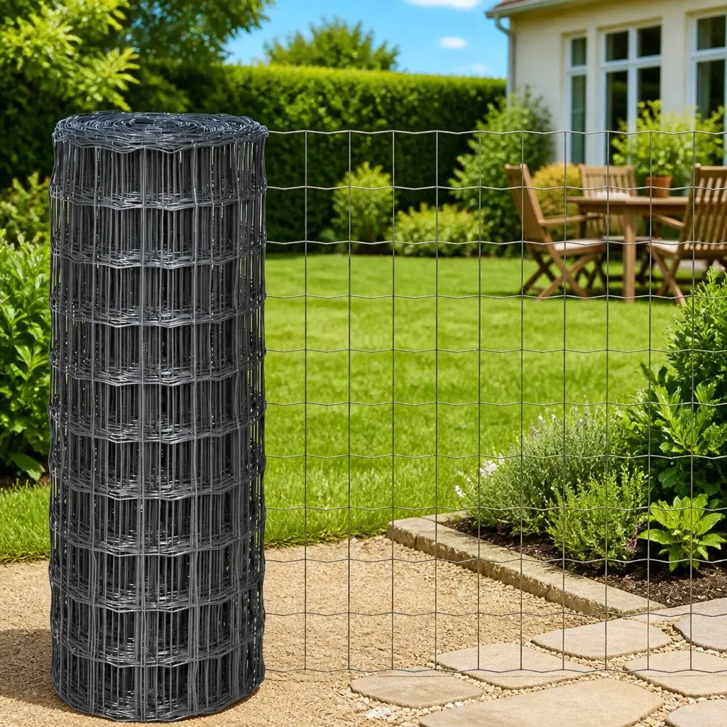 Euro Fence Panel Steel Wire Garden Farm Fencing Protection Barrier 10m x 1m Grey