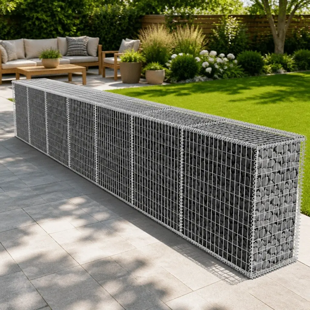 Gabion Wall Panel Retaining Barrier 600 x 50 x 100 cm Galvanised Steel Silver