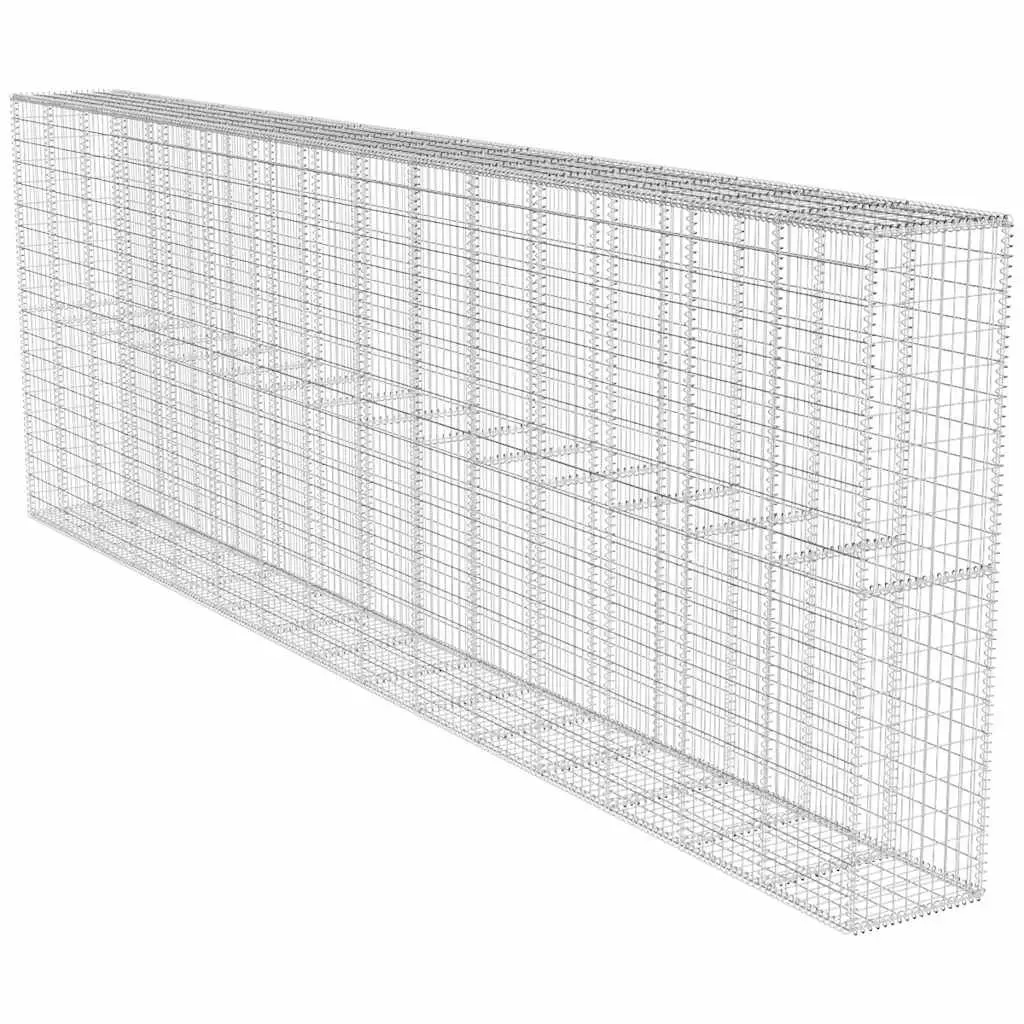 Gabion Wall Panel Retaining Fence 6 Metre Galvanised Steel Silver