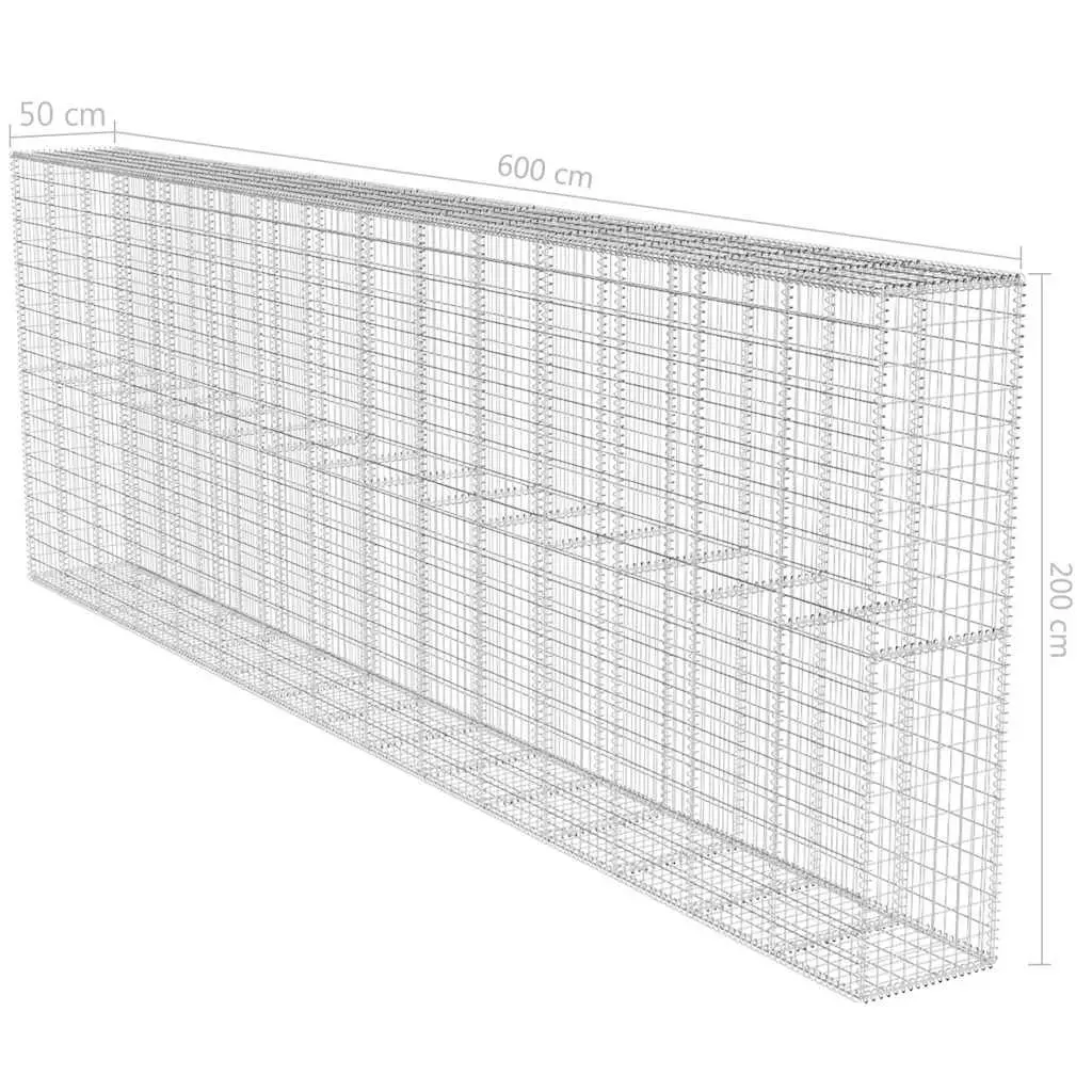 Gabion Wall Panel Retaining Fence 6 Metre Galvanised Steel Silver