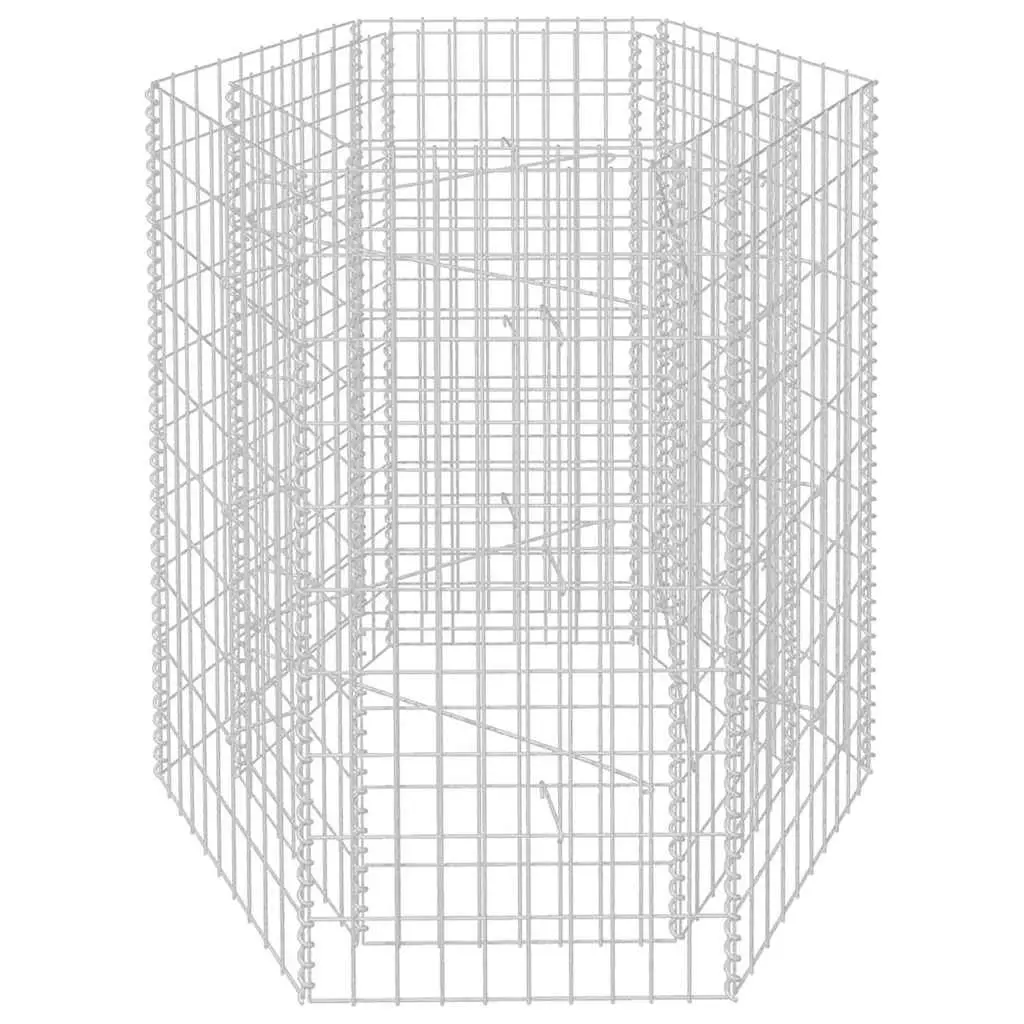 Hexagonal Gabion Raised Bed Garden Planter 100x90x100 cm Silver