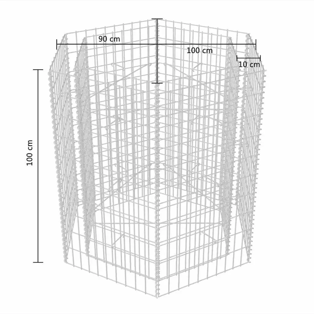 Hexagonal Gabion Raised Bed Garden Planter 100x90x100 cm Silver