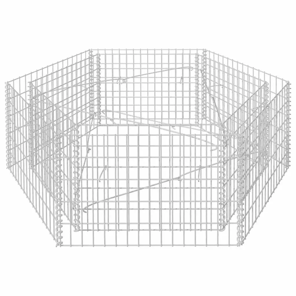 Hexagonal Gabion Raised Bed Garden Planter 160 x 140 x 50 cm Silver