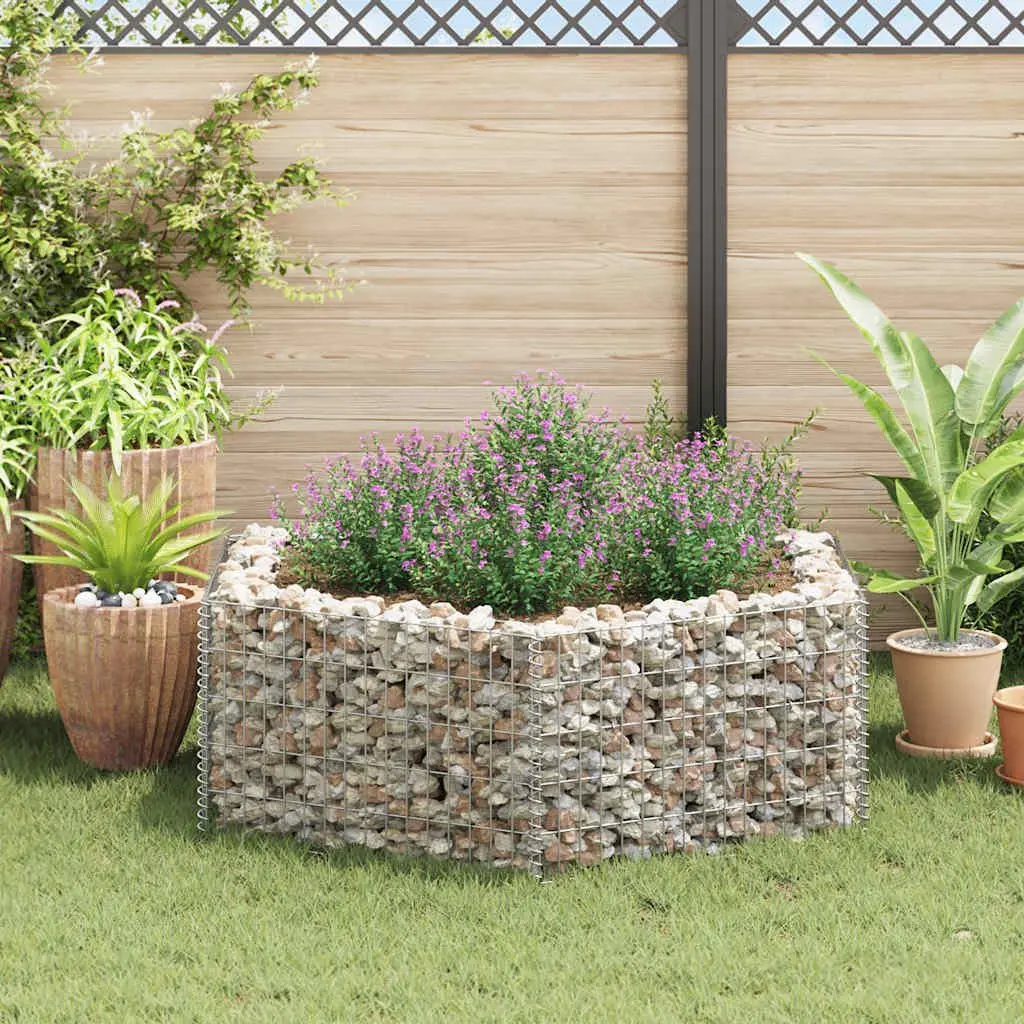 Hexagonal Gabion Raised Bed Garden Planter 160 x 140 x 50 cm Silver