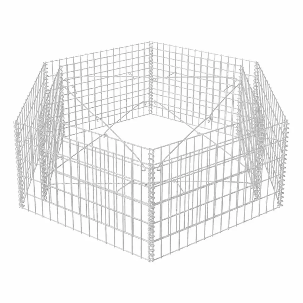 Hexagonal Gabion Raised Bed Garden Planter 160 x 140 x 50 cm Silver
