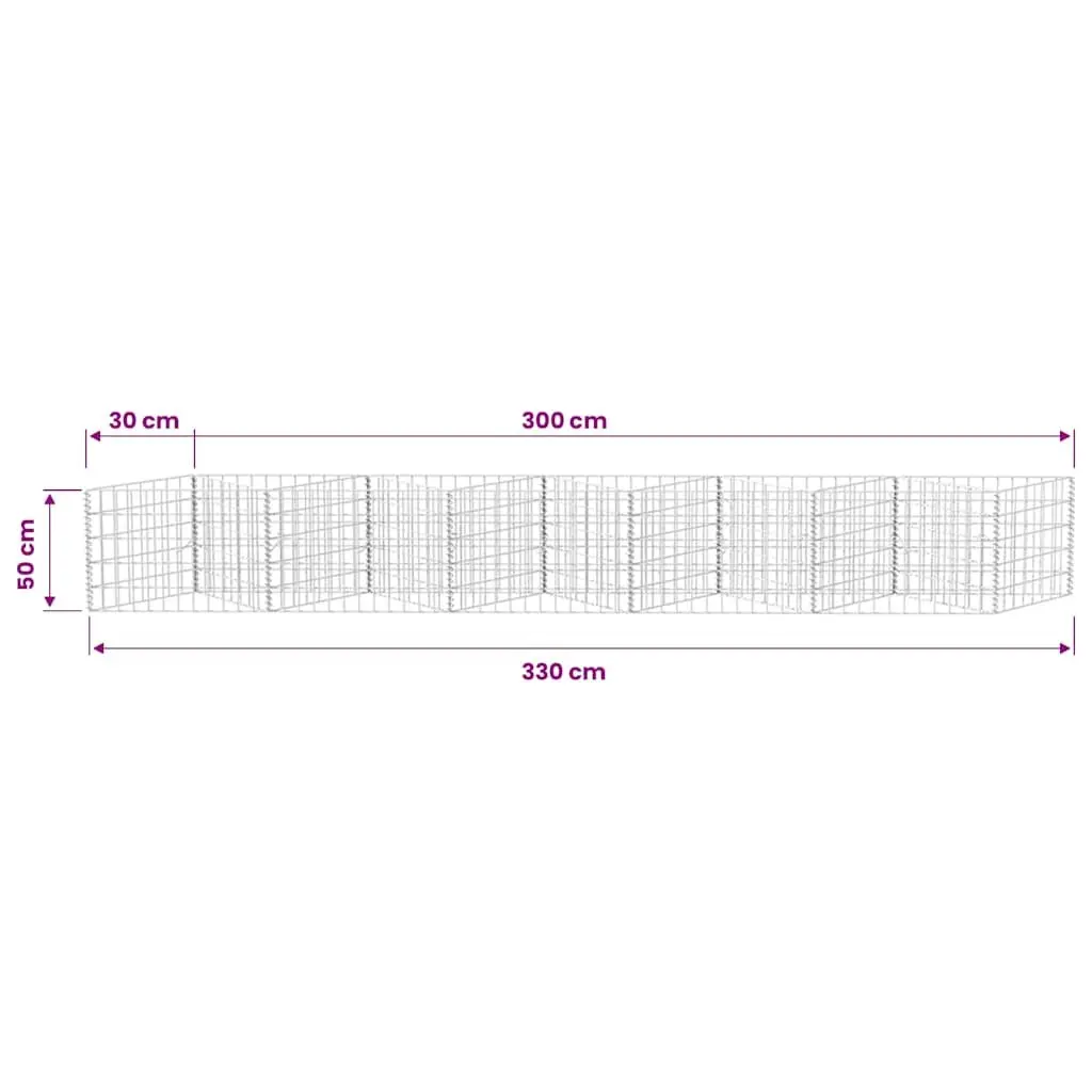 Galvanised Steel Gabion Basket Garden Barrier Retaining Wall 300x30x50cm Silver