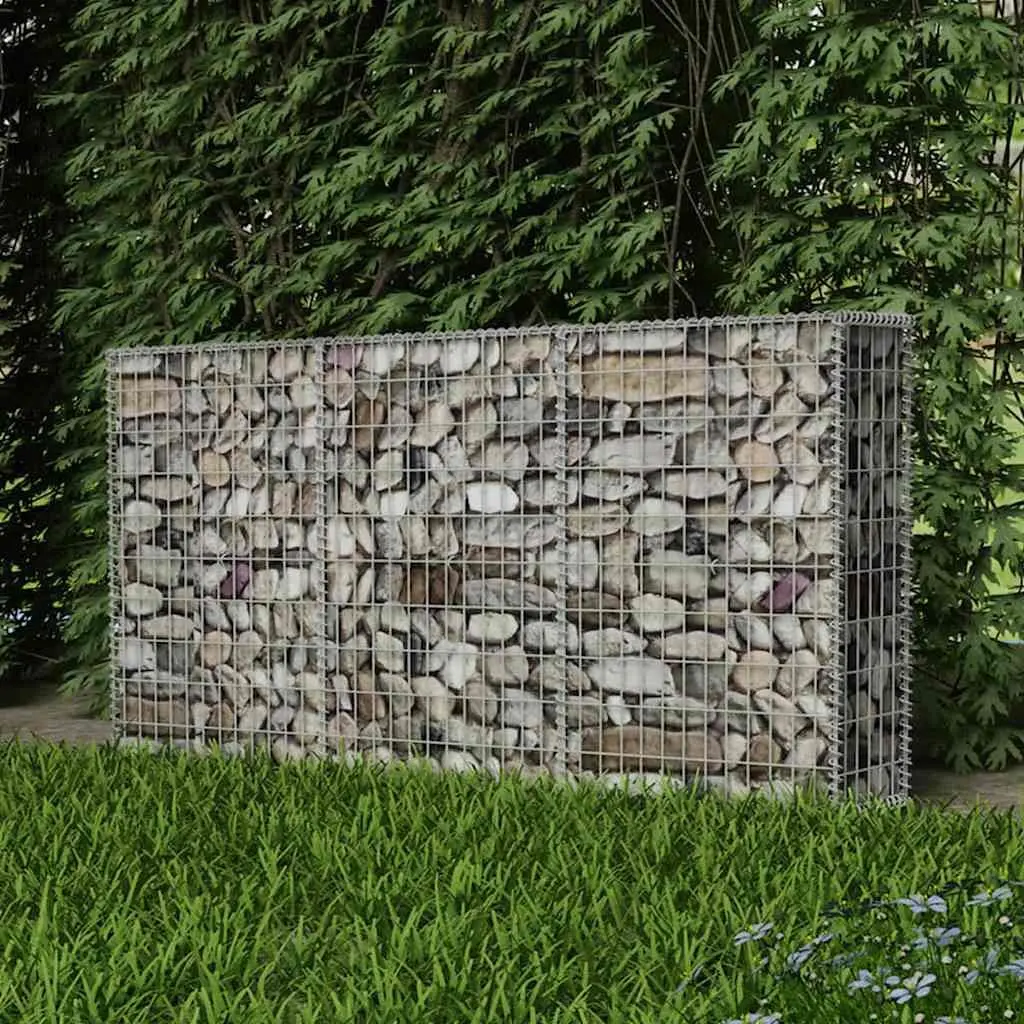 Gabion Basket Galvanised Steel Retaining Wall Garden Barrier 200 x 30 x 100 cm Silver
