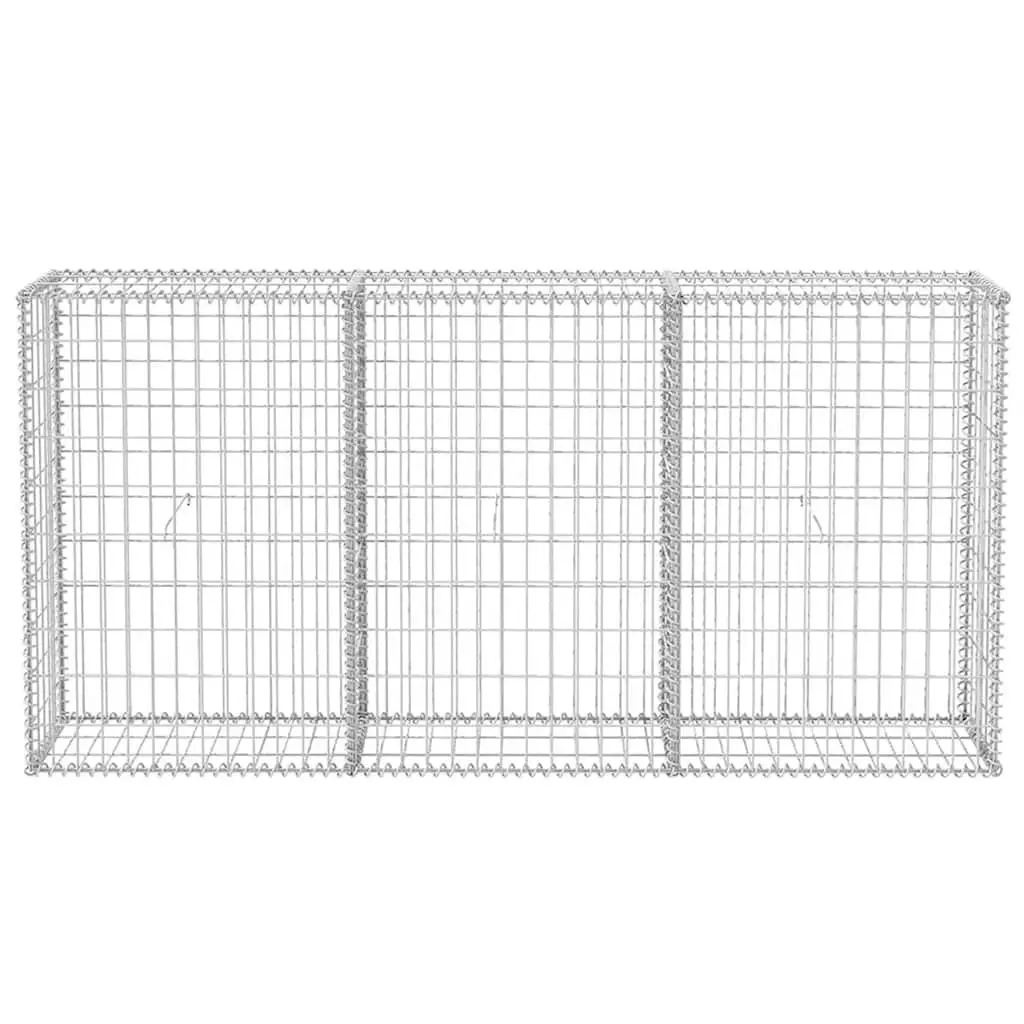 Gabion Basket Galvanised Steel Retaining Wall Garden Barrier 200 x 30 x 100 cm Silver