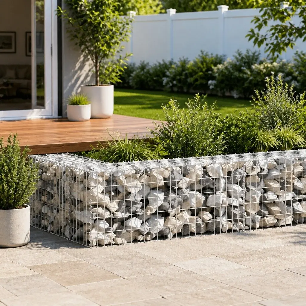 Gabion Basket Galvanised Steel Retaining Wall Garden Barrier 100 x 50 x 50 cm Silver