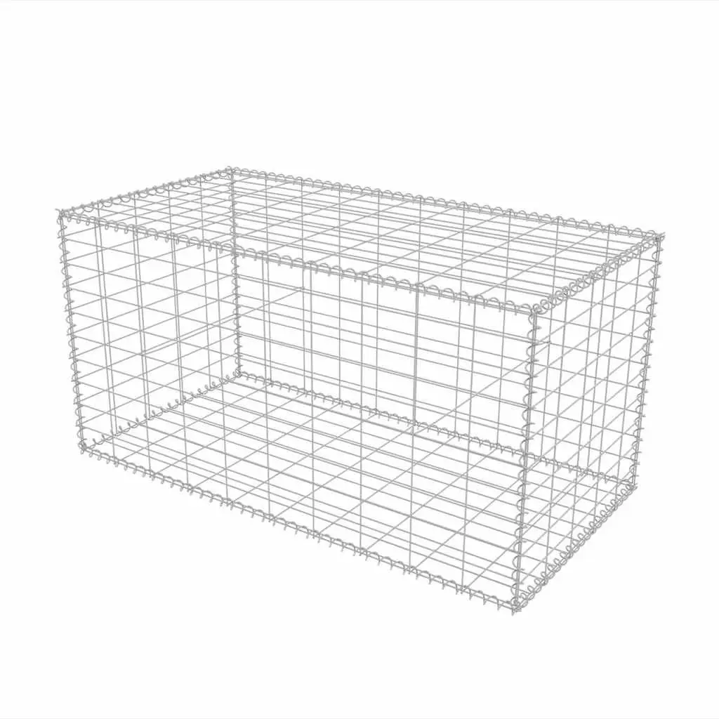 Gabion Basket Galvanised Steel Retaining Wall Garden Barrier 100 x 50 x 50 cm Silver