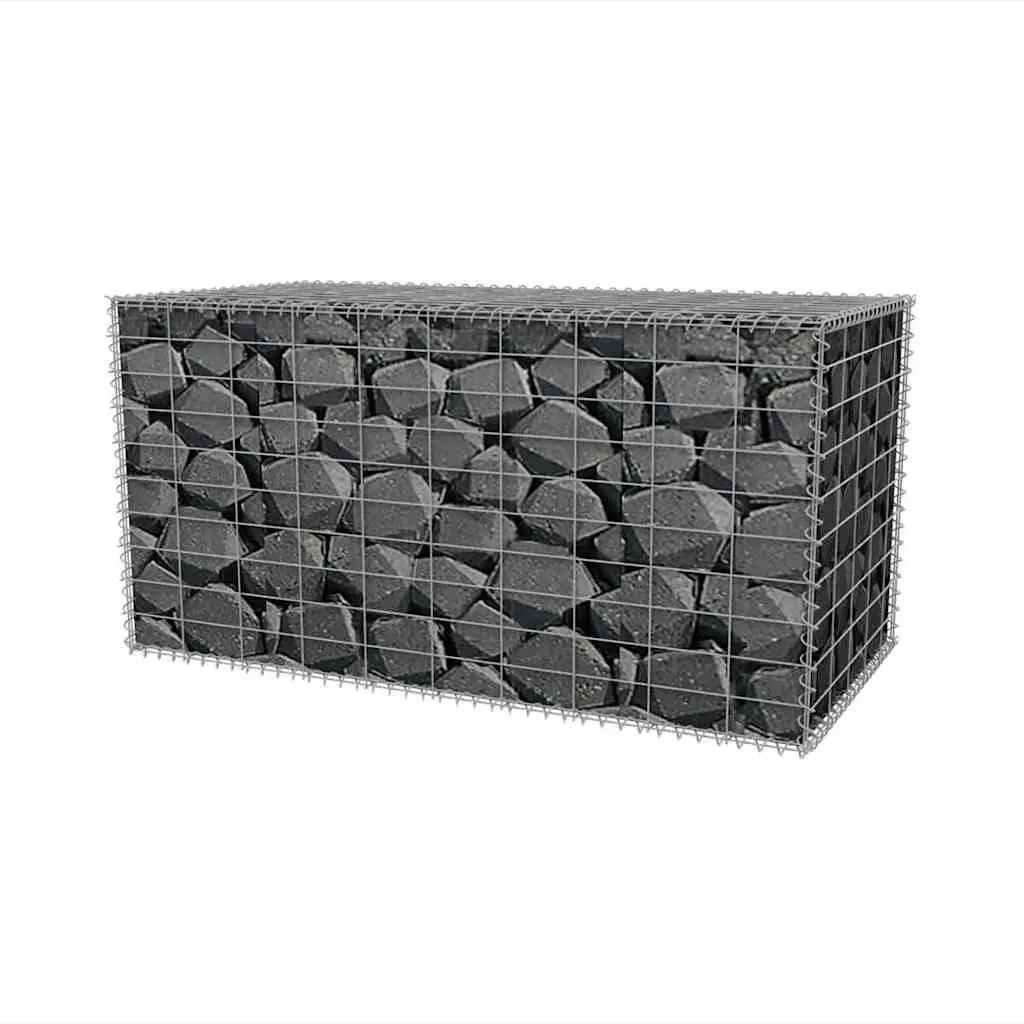 Gabion Basket Galvanised Steel Retaining Wall Garden Barrier 100 x 50 x 50 cm Silver