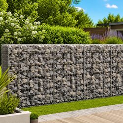 Gabion Basket Galvanised Steel 200x50x100 cm Retaining Wall Fence Panel Silver