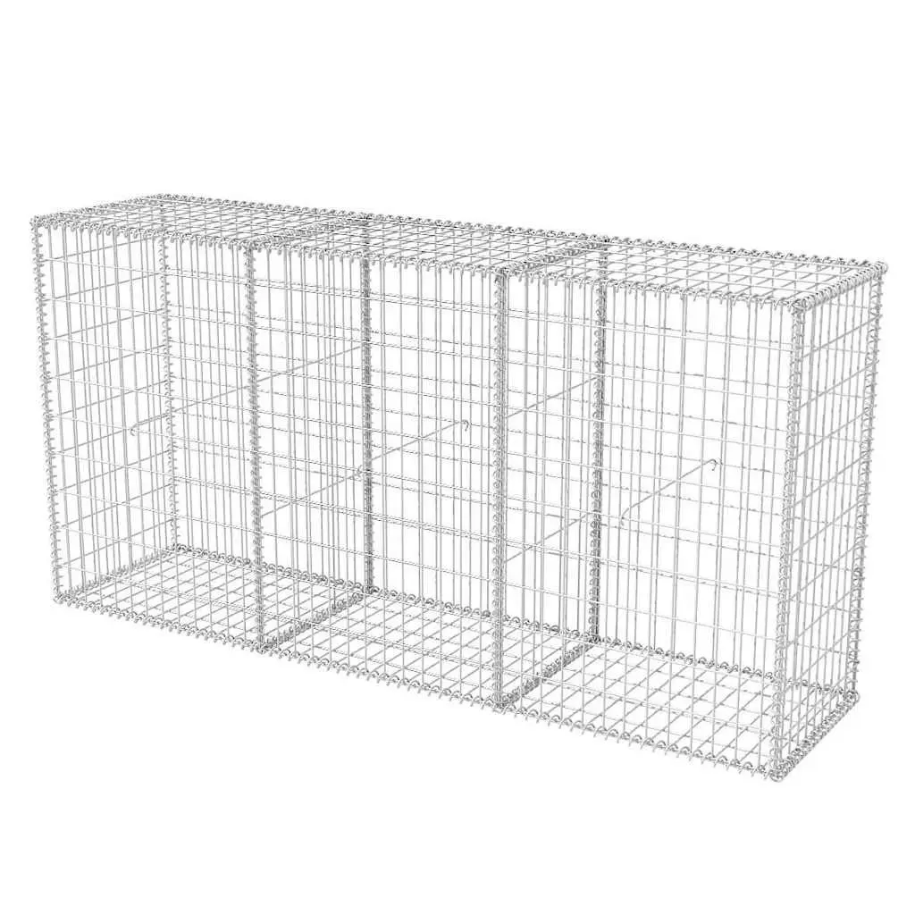 Gabion Basket Galvanised Steel Retaining Wall 200x50x100 cm Silver