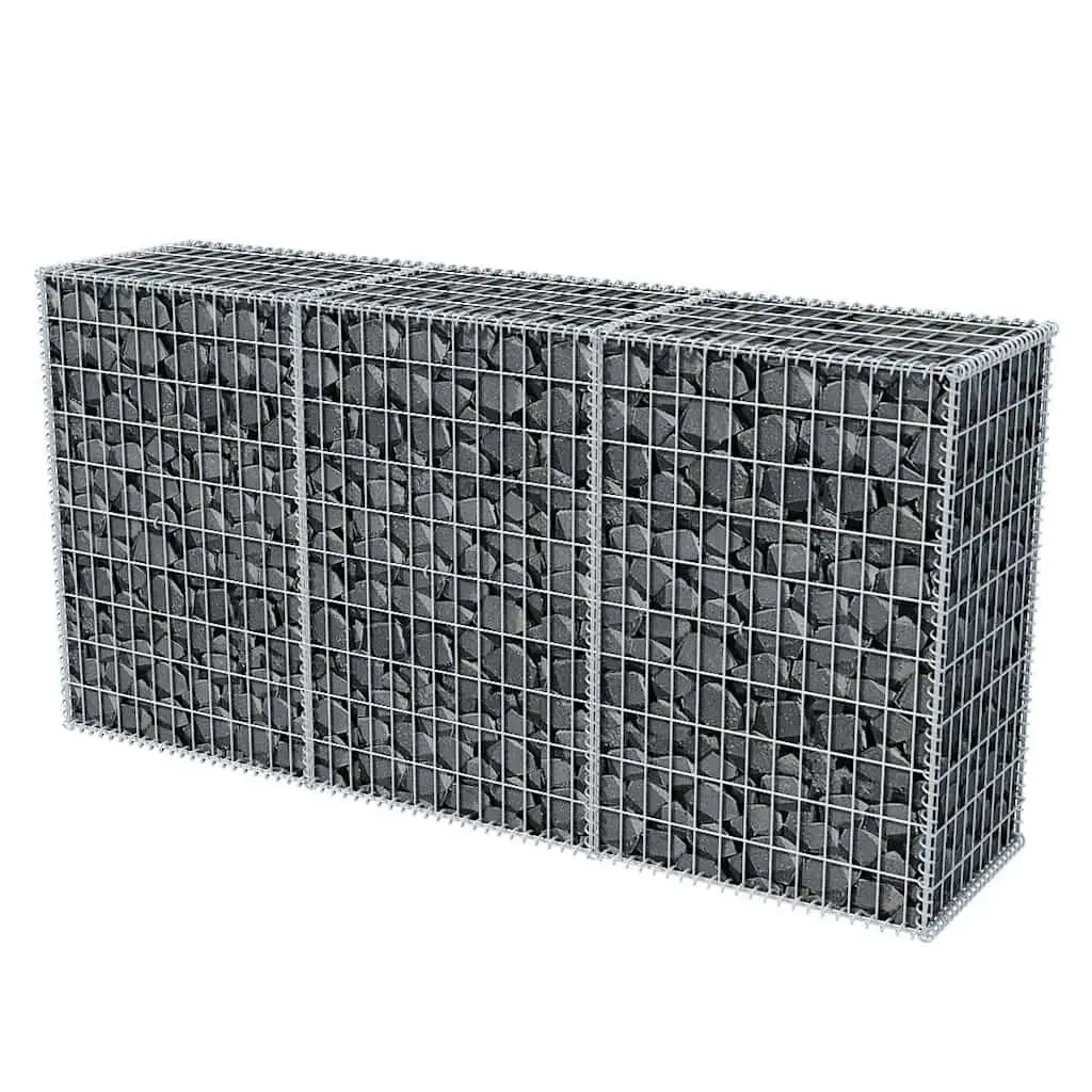 Gabion Basket Galvanised Steel Retaining Wall 200x50x100 cm Silver
