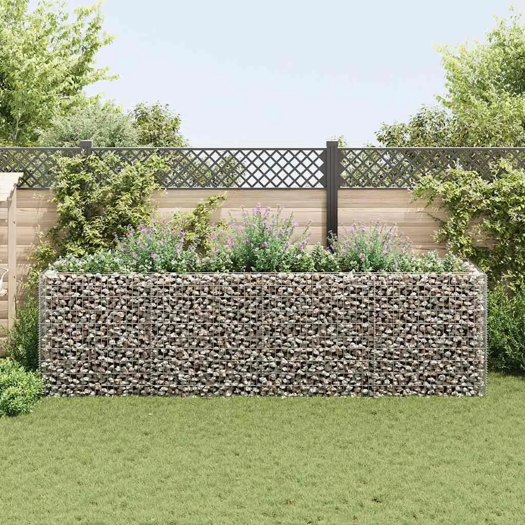 Garden Planter Raised Bed Galvanised Steel Silver 360x90x100cm Border