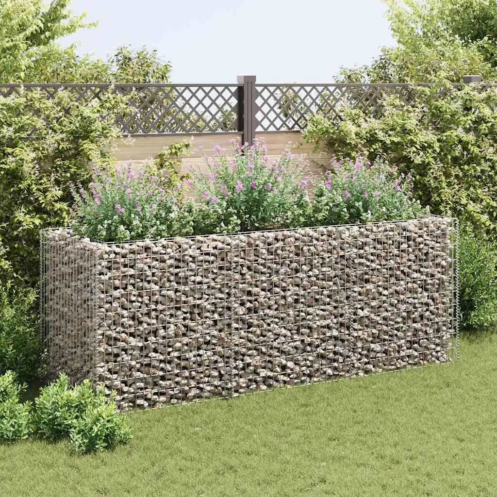 Gabion Raised Bed Garden Planter Outdoor Flower Border 270x90x100 cm Silver