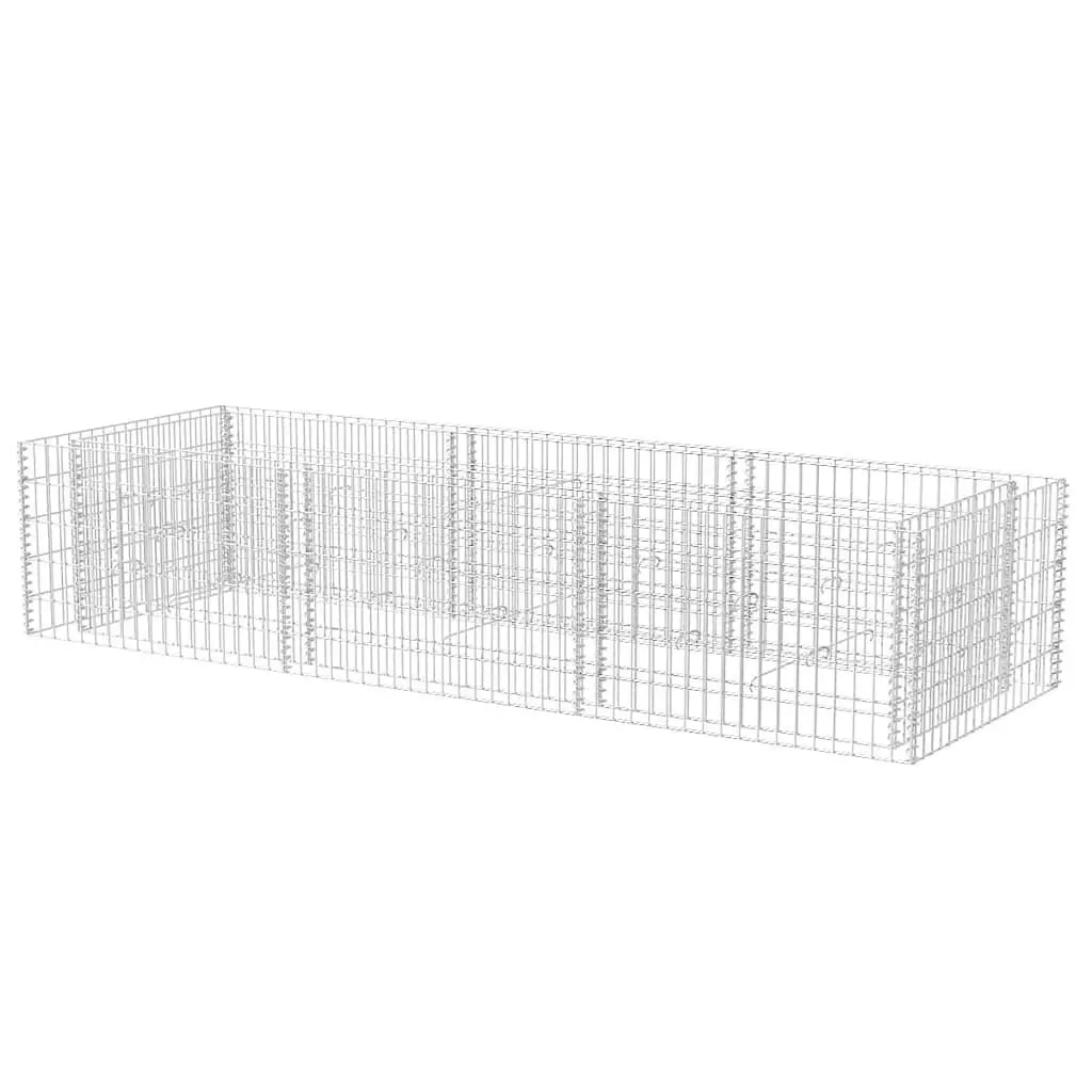 Gabion Raised Garden Bed Steel Planter Border Flower Plant Container 270x90x50cm Silver