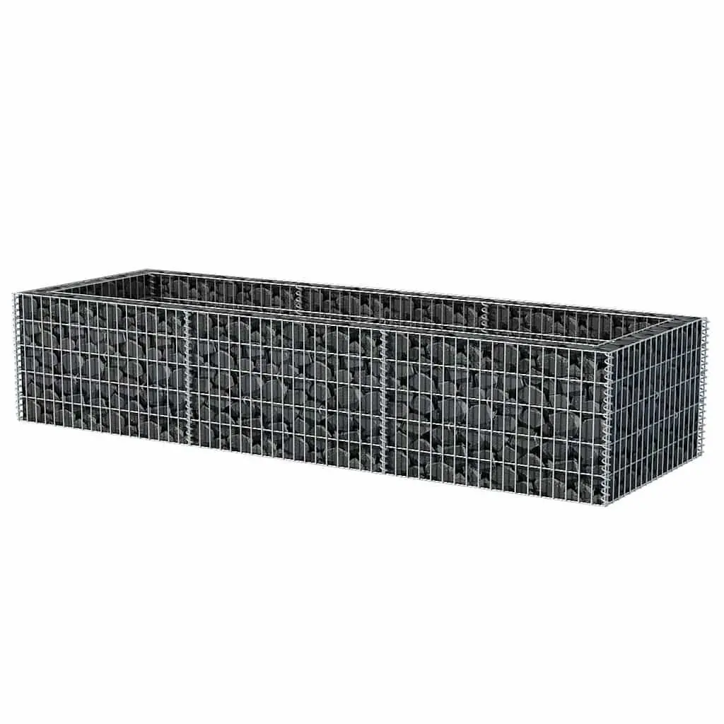 Gabion Raised Garden Bed Steel Planter Border Flower Plant Container 270x90x50cm Silver
