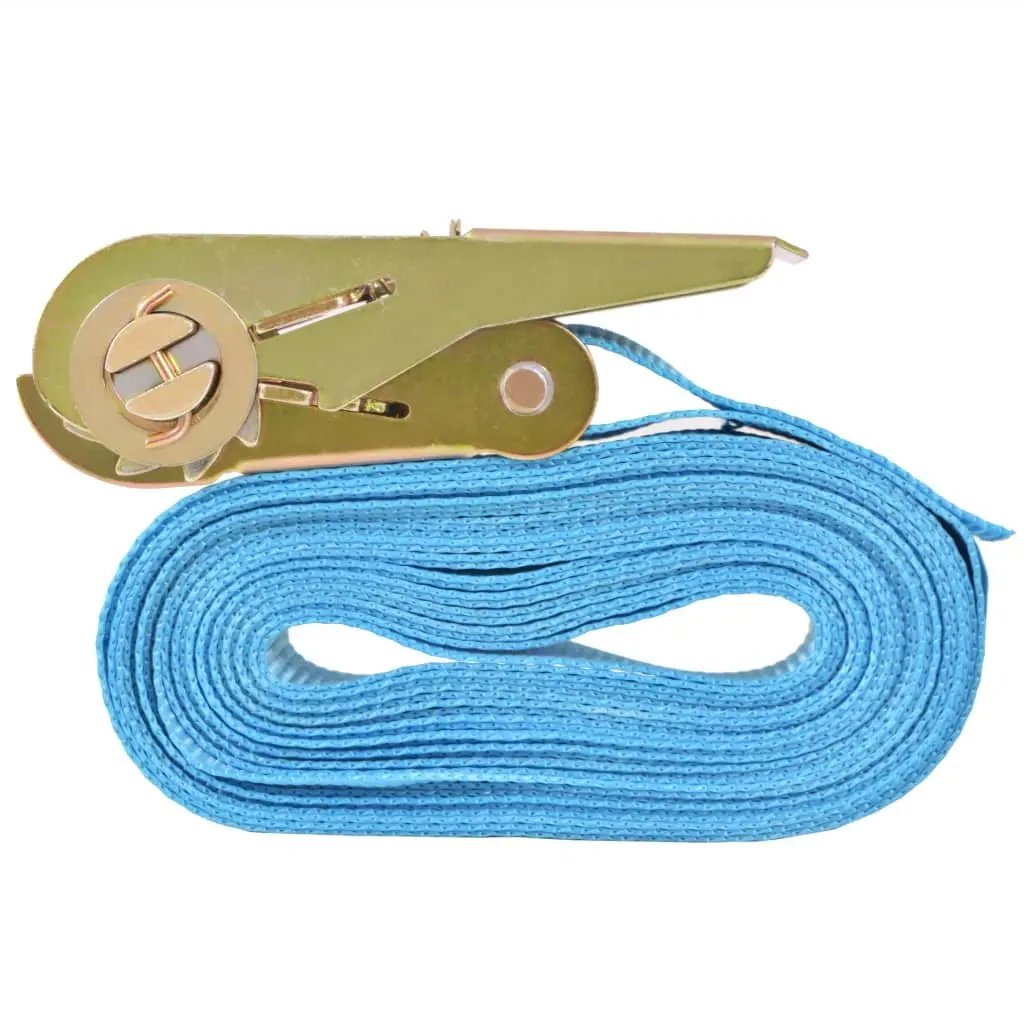 Ratchet Tie Down Straps Heavy Duty Cargo Fastening 4m x 25mm Blue 10 Piece