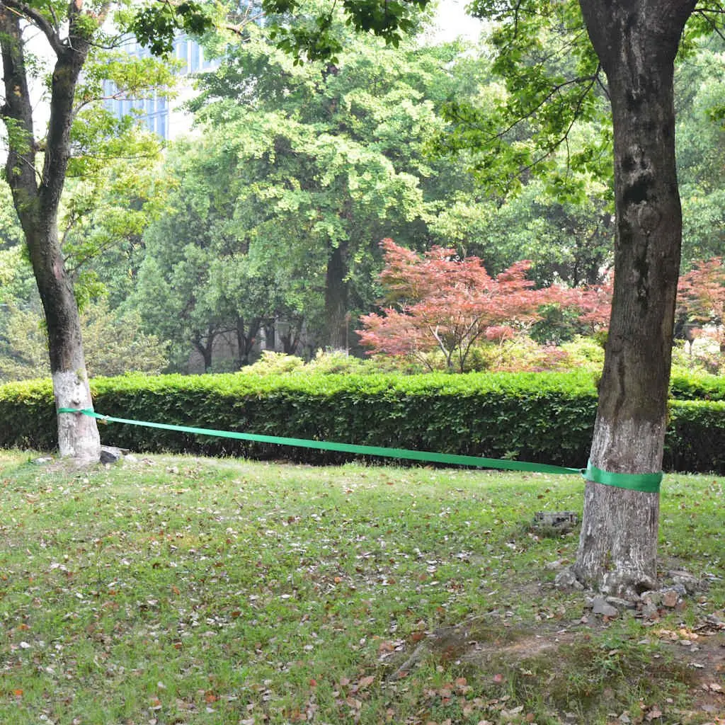Slackline 15m Balance Trainer Green Exercise Fitness Outdoor Sports Training