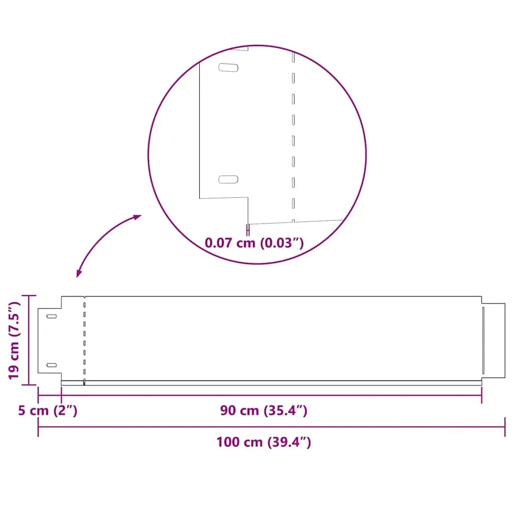 Garden Lawn Edging Fence Flexible Outdoor Border 100x19cm Steel Grey 5 Panels