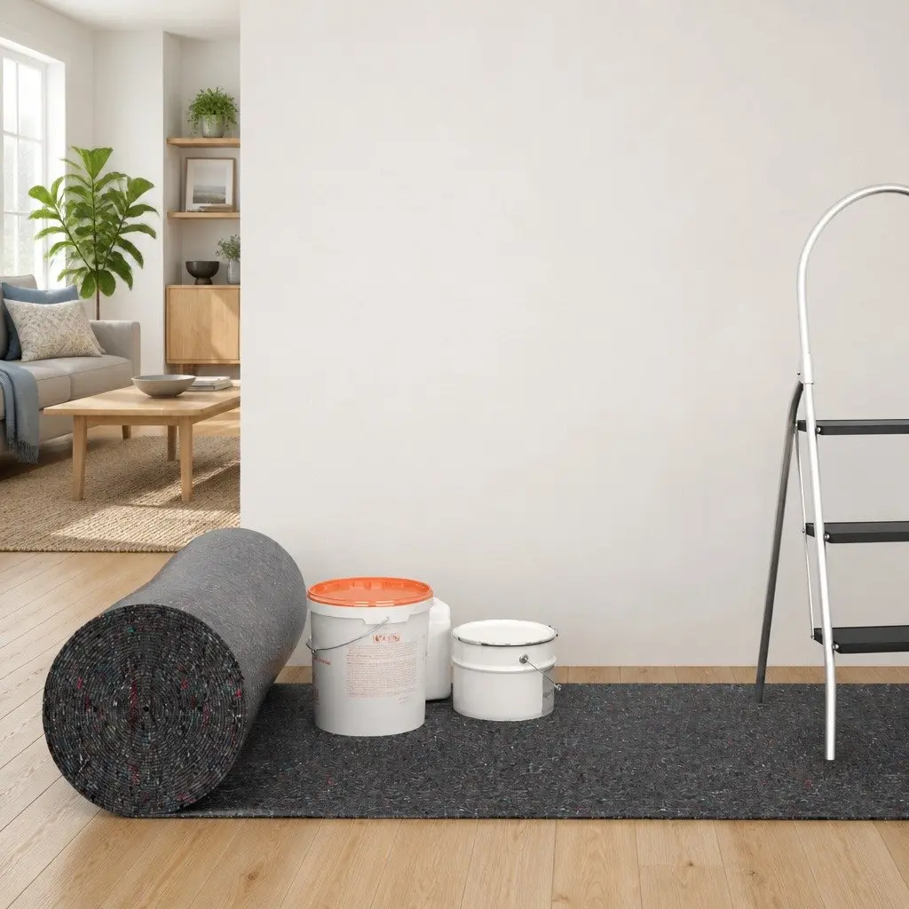 Fleece Roll Floor Protection Non-slip 50m x 1m Grey Pack of 2