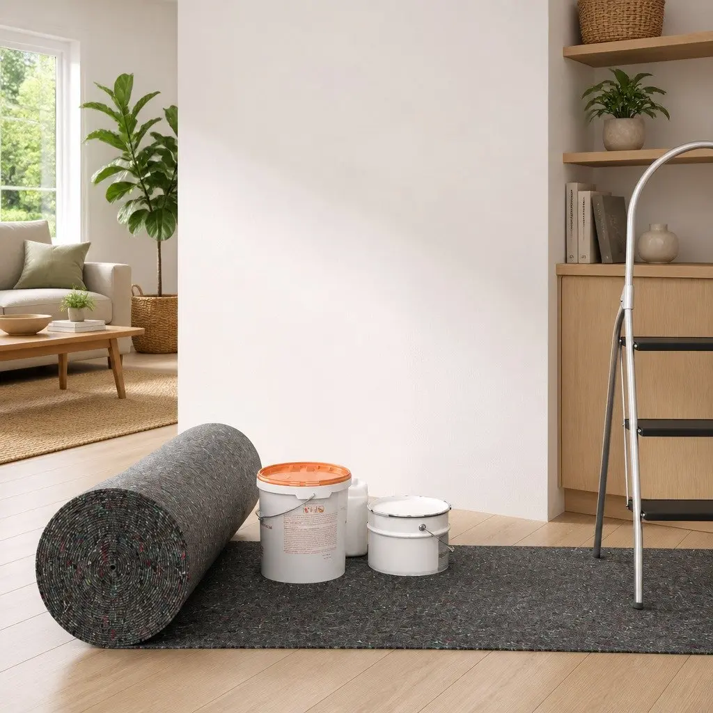 Non-slip Painter Fleece Floor Protection Dust Sheet 50m x 1m Grey