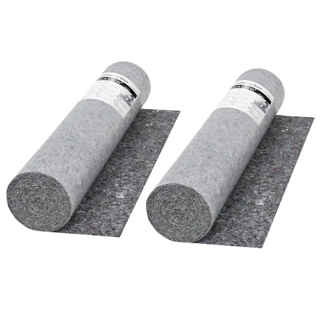 Painter Fleece Non-slip Floor Protection Dust Sheet 50m x 1m Grey 2 Piece