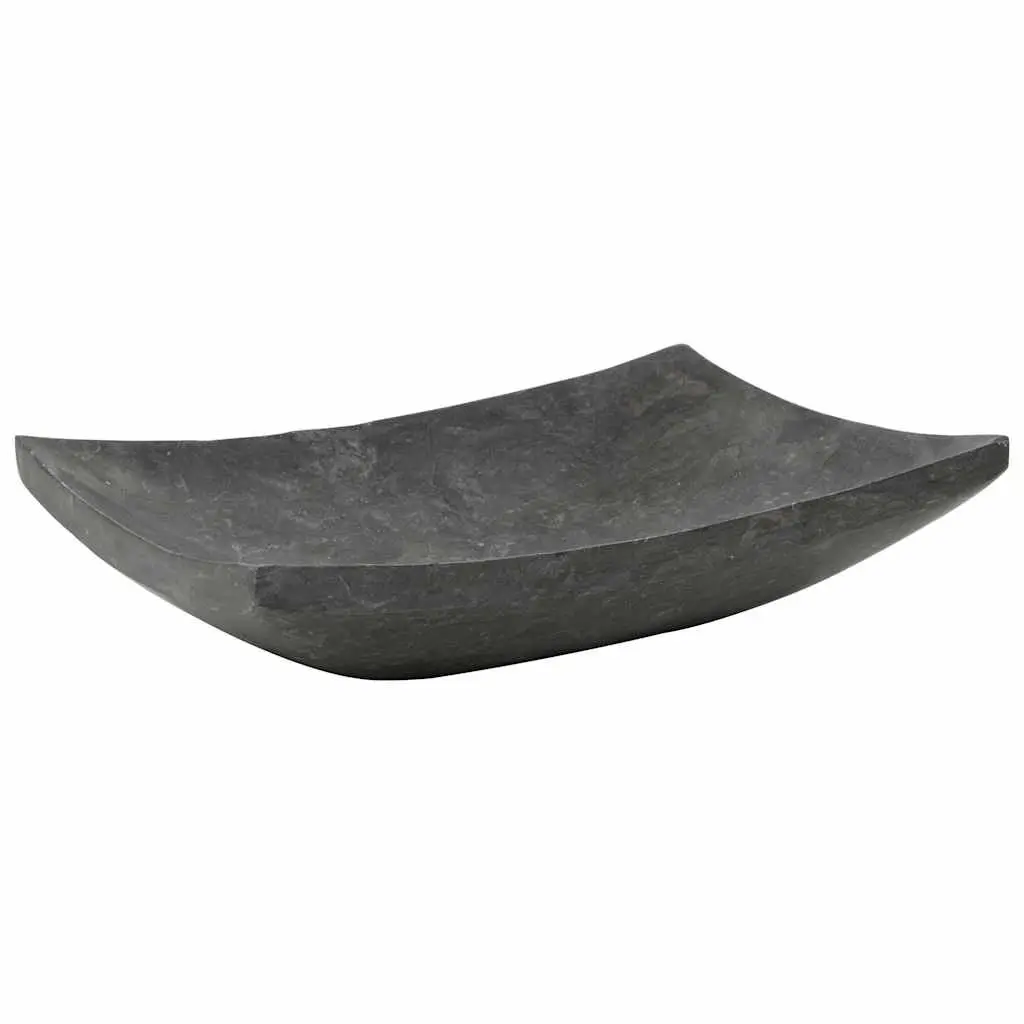 Bathroom Basin Sink Natural Stone 50x35x12 cm Rectangular Black Marble