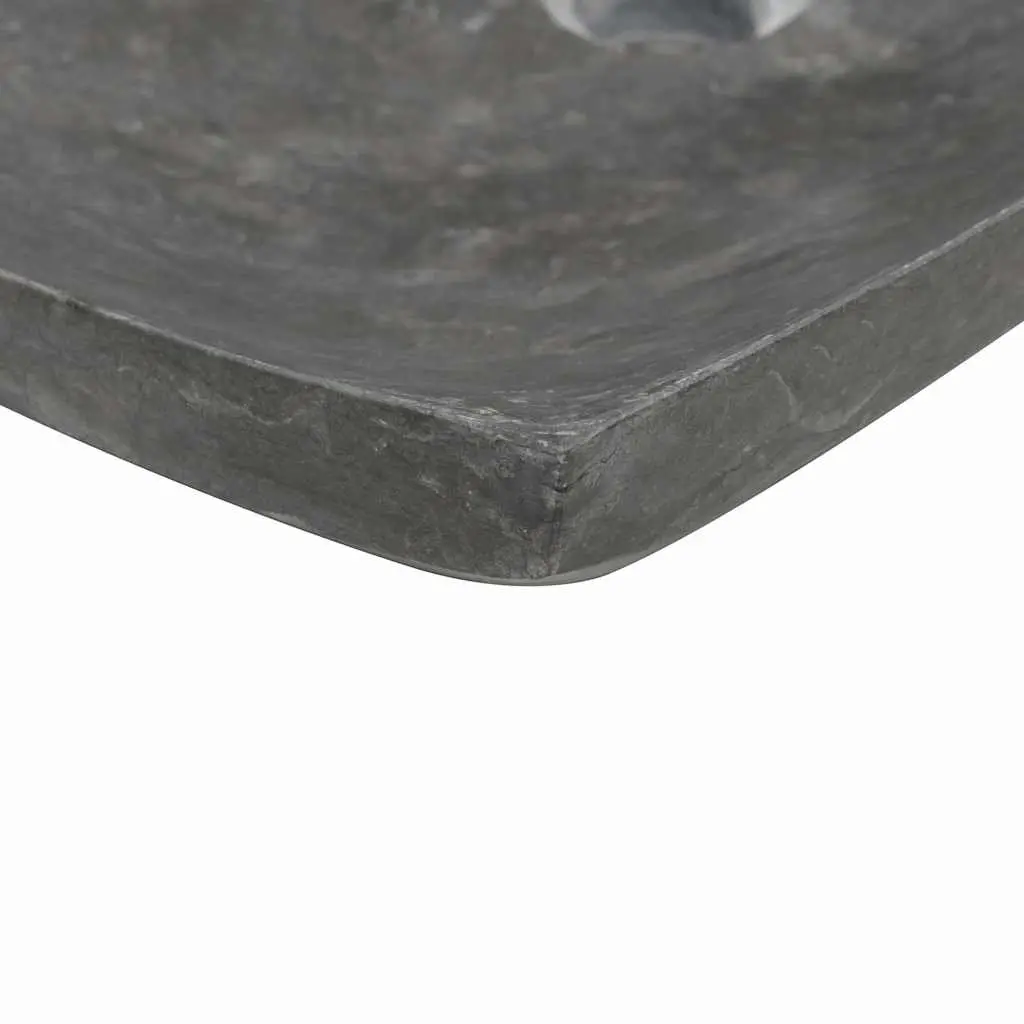 Bathroom Basin Sink Natural Stone 50x35x12 cm Rectangular Black Marble