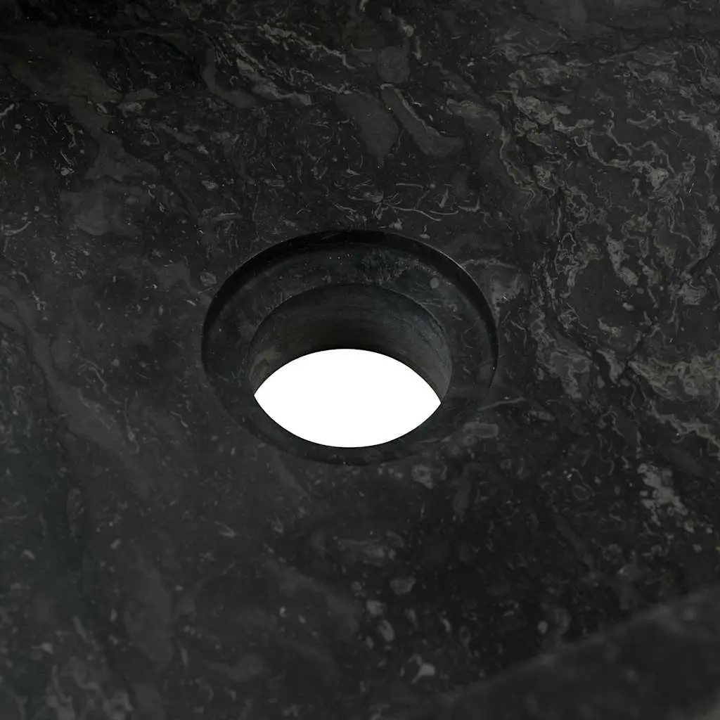 Handmade Rectangular Bathroom Sink Natural River Stone Black High Gloss 45x30x12cm