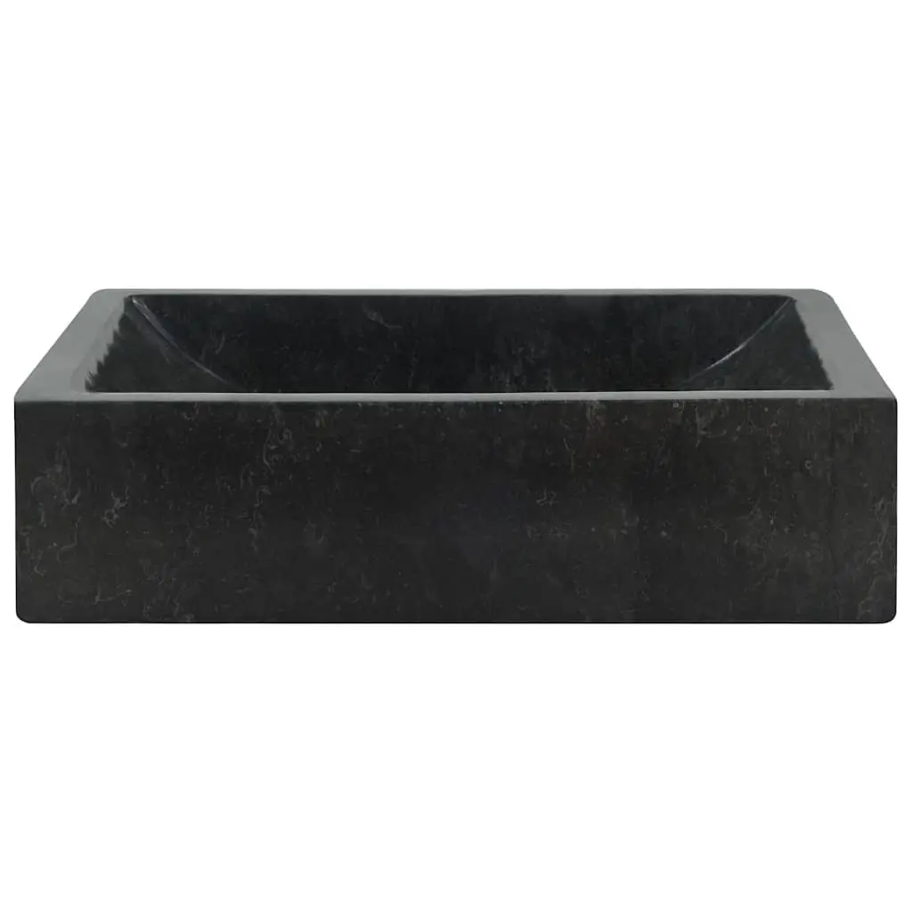 Handmade Rectangular Bathroom Sink Natural River Stone Black High Gloss 45x30x12cm