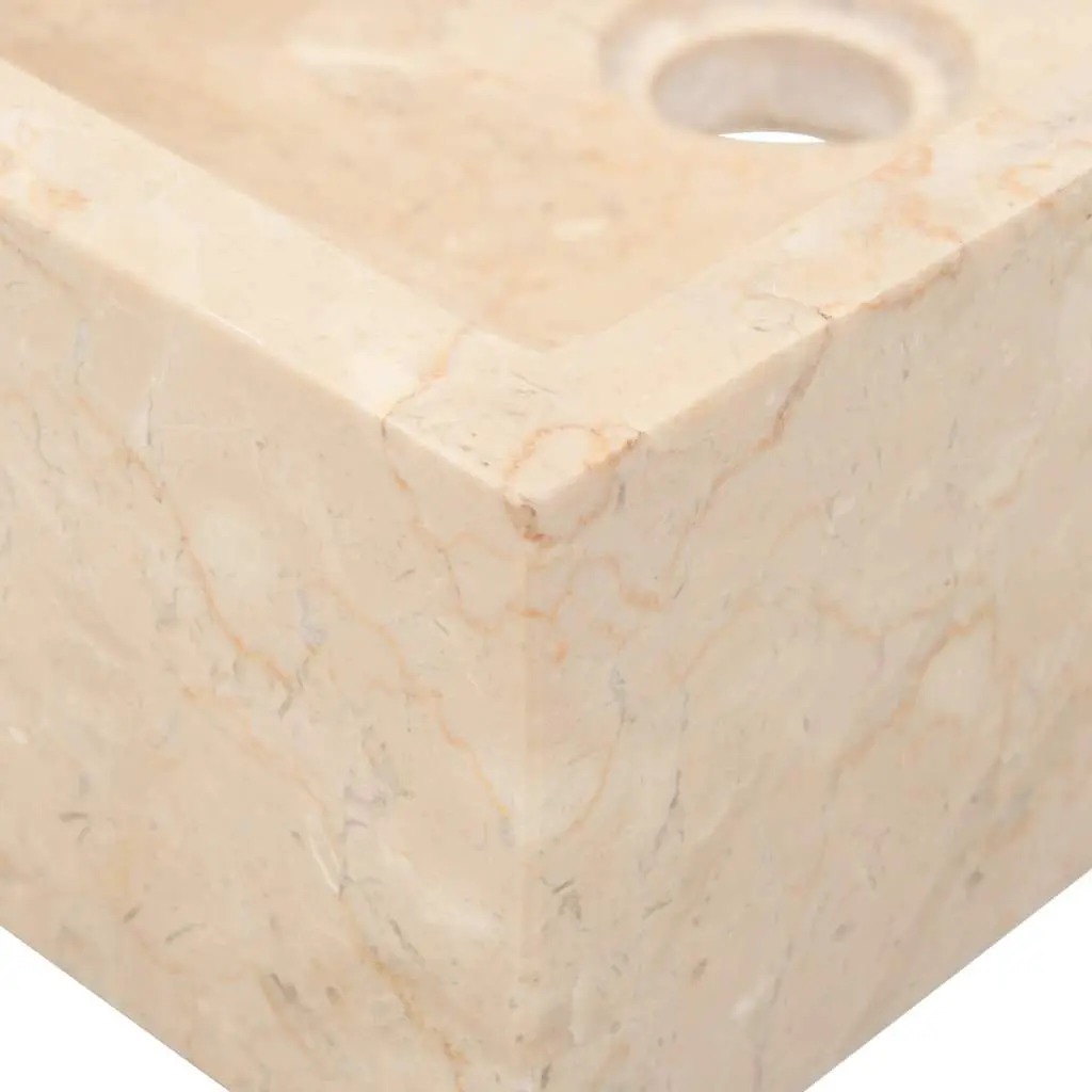 Bathroom Basin Sink Rectangular 45x30x12cm Cream Natural River Stone