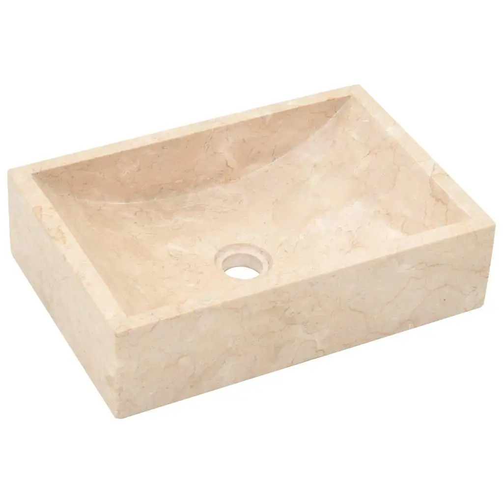 Bathroom Basin Sink Rectangular 45x30x12cm Cream Natural River Stone