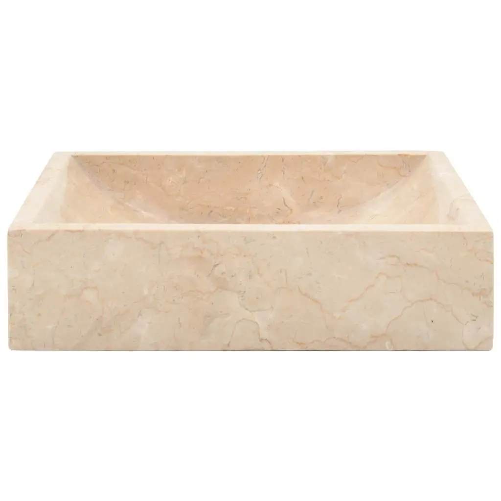 Bathroom Basin Sink Rectangular 45x30x12cm Cream Natural River Stone