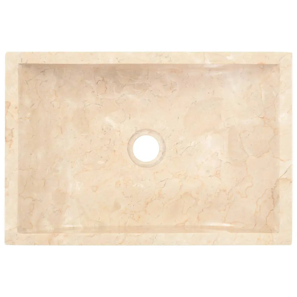 Bathroom Basin Sink Rectangular 45x30x12cm Cream Natural River Stone
