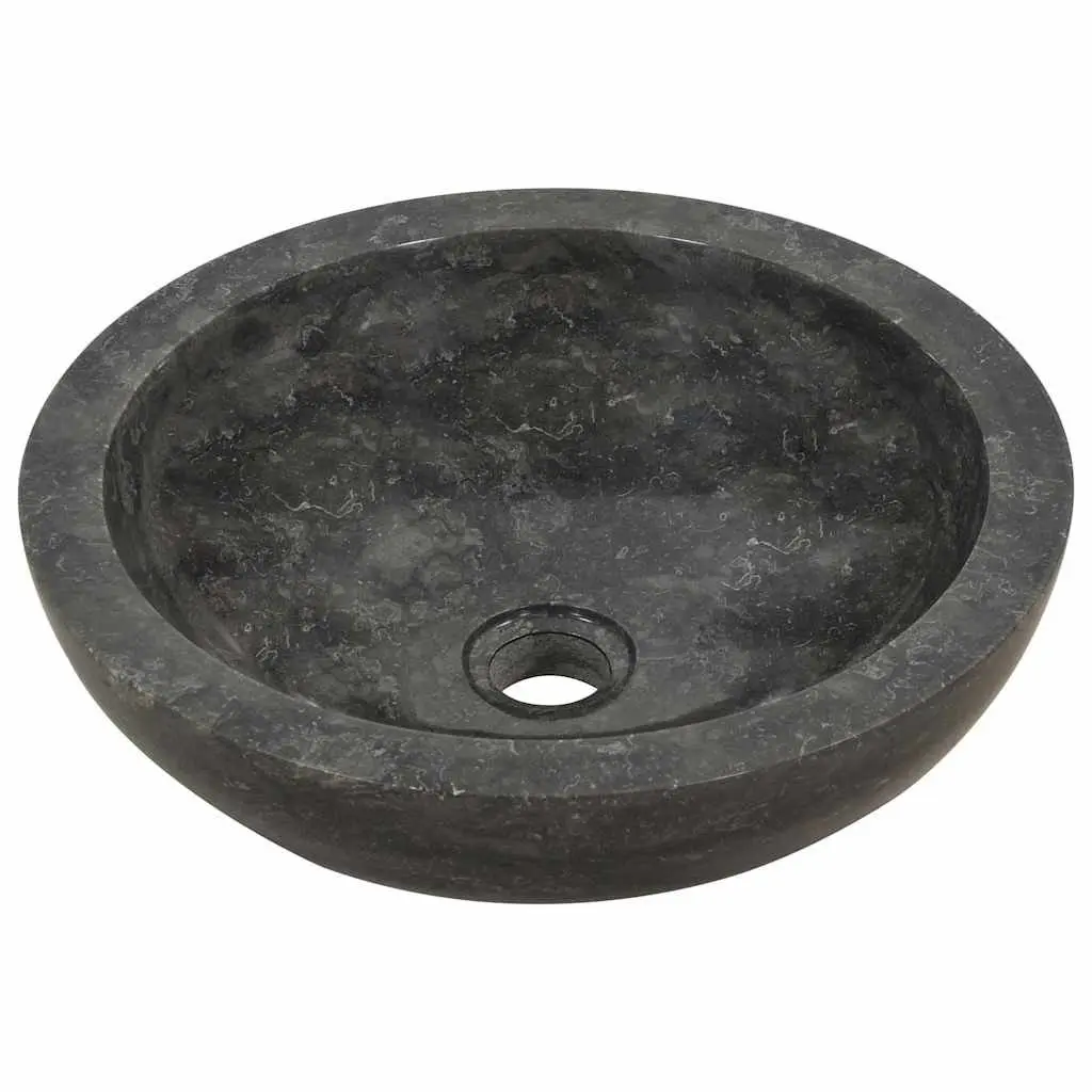 Bathroom Basin Sink Handmade 40x12 cm Black Natural River Stone