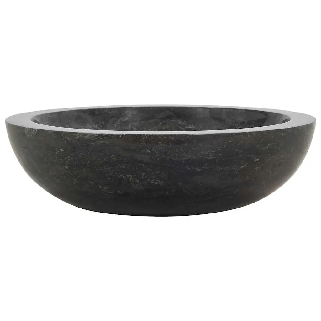 Bathroom Basin Sink Handmade 40x12 cm Black Natural River Stone