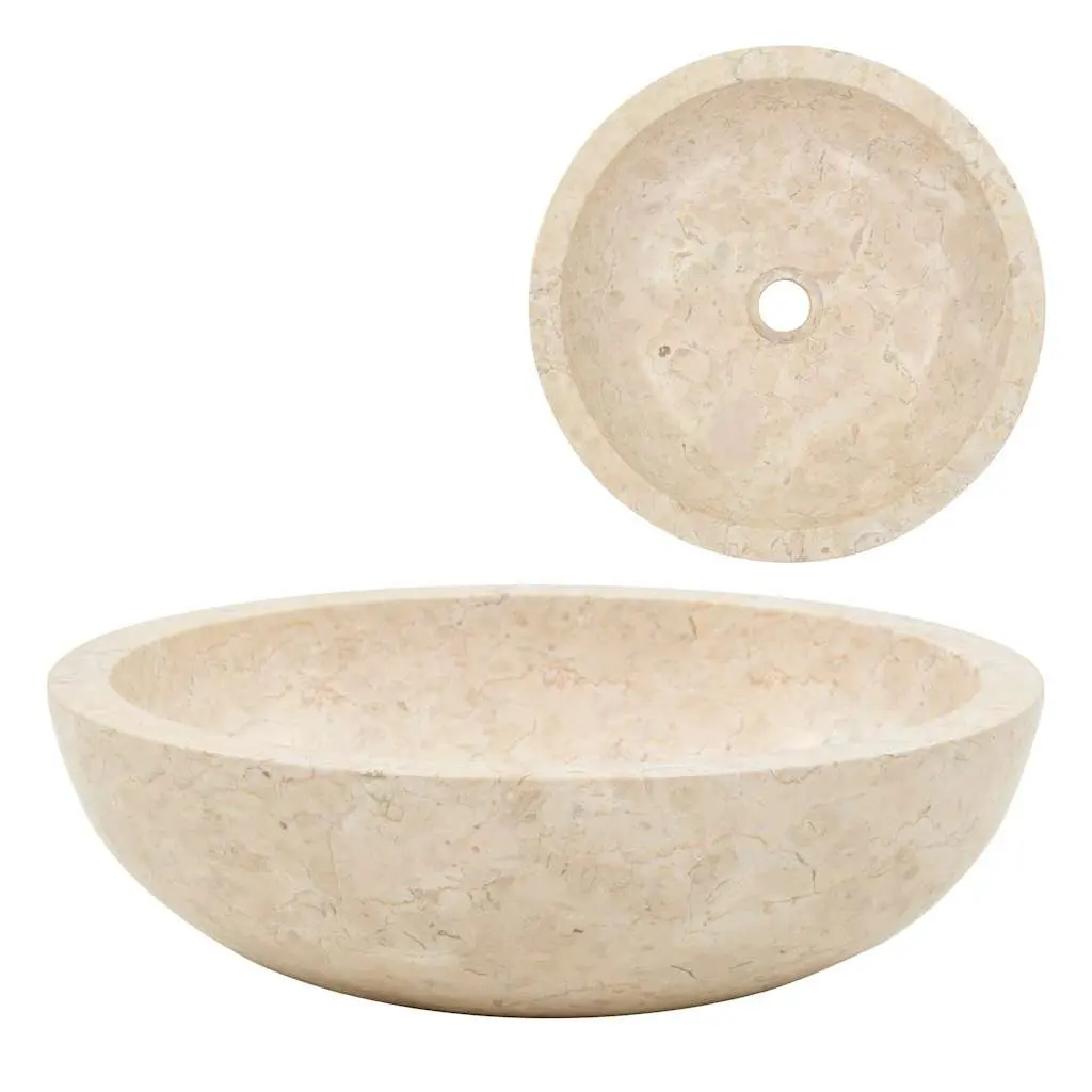 Bathroom Basin Sink Rectangular 40x12 cm Cream Handmade River Stone