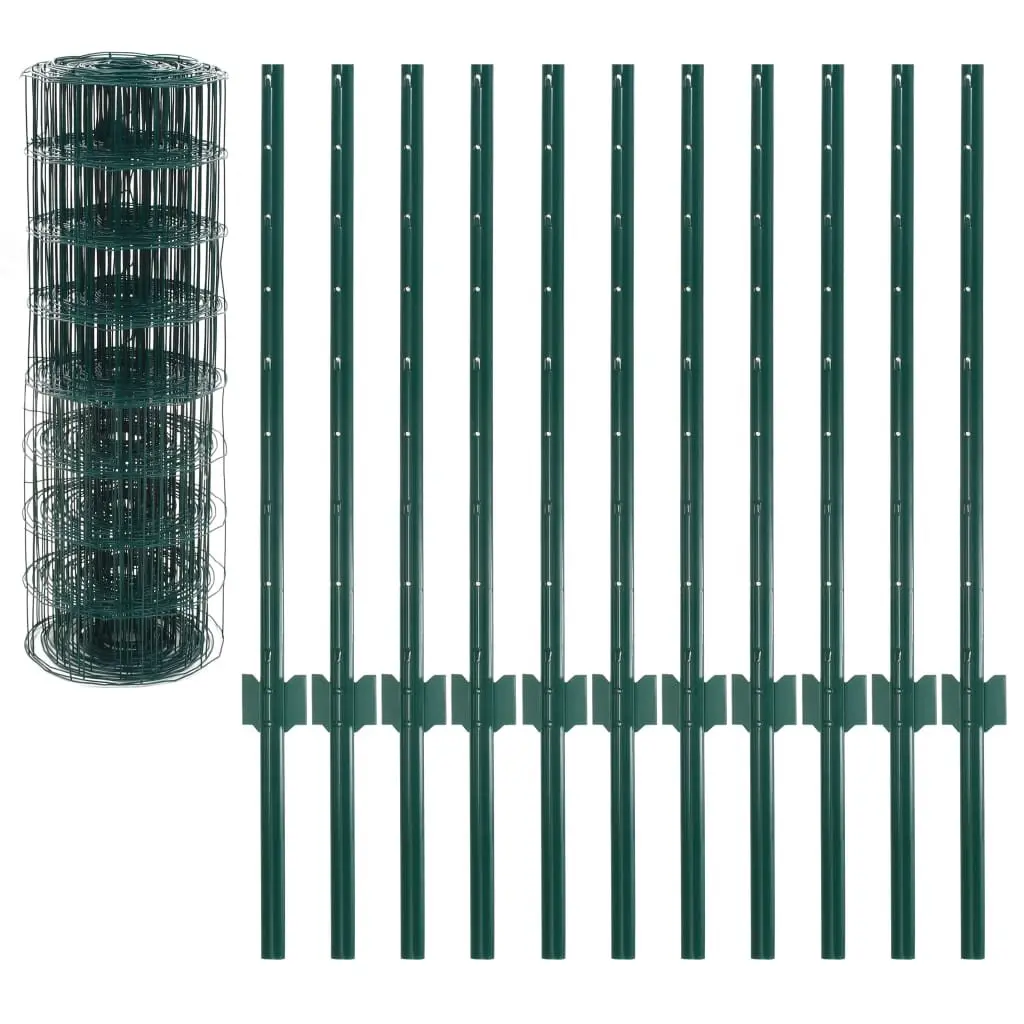 Euro Fence Panel Steel 20x0.8m Green Perimeter Barrier Garden Posts Included