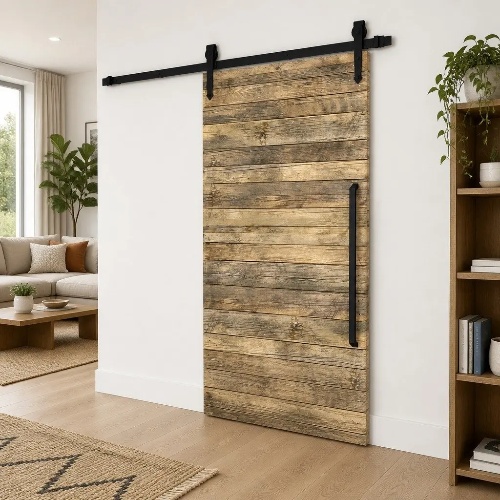 Sliding Door Hardware Kit Barn Door Kitchen Study 183cm Steel Track Black