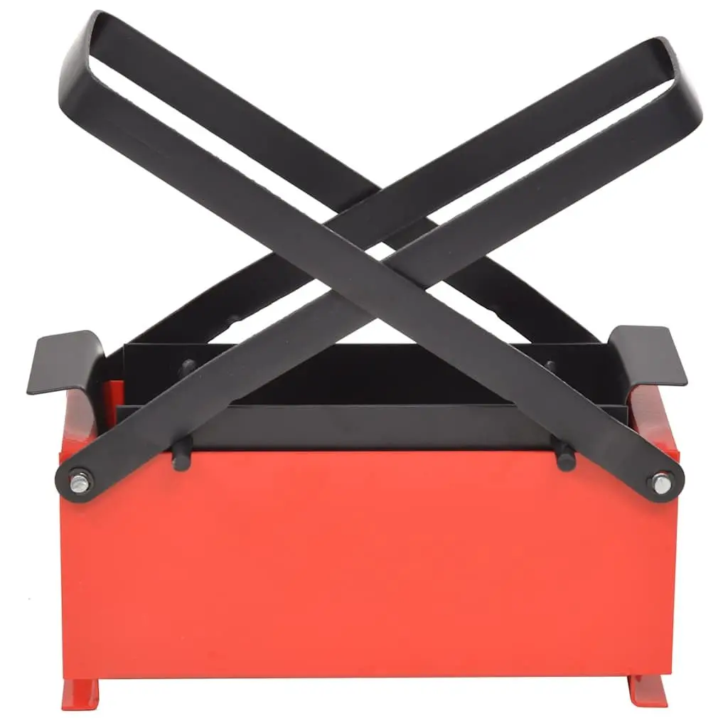 Manual Paper Log Briquette Maker Steel Frame Fireplace Fuel 34 x 14 x 14 cm Black Red
