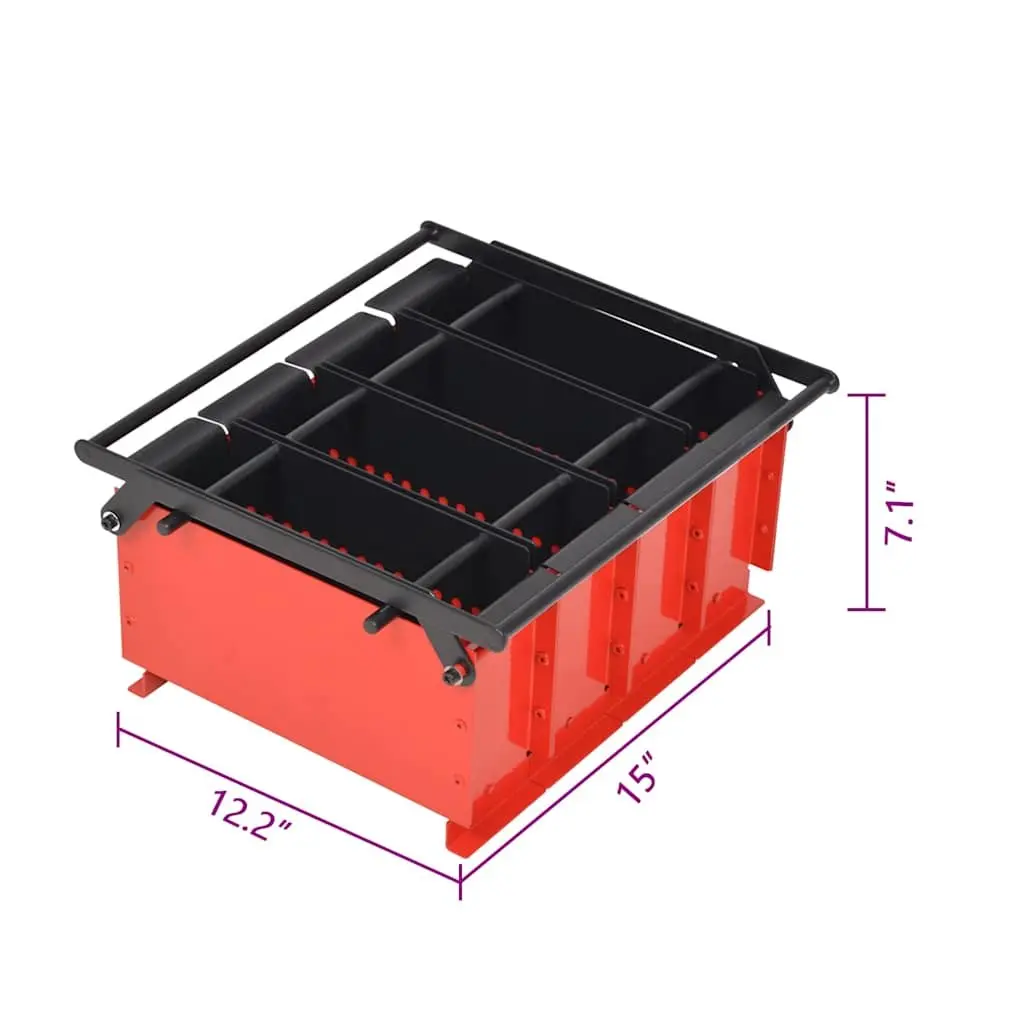 Paper Log Briquette Maker Manual Press Steel Frame Fireplace Fuel Red 38 x 31 x 18 cm